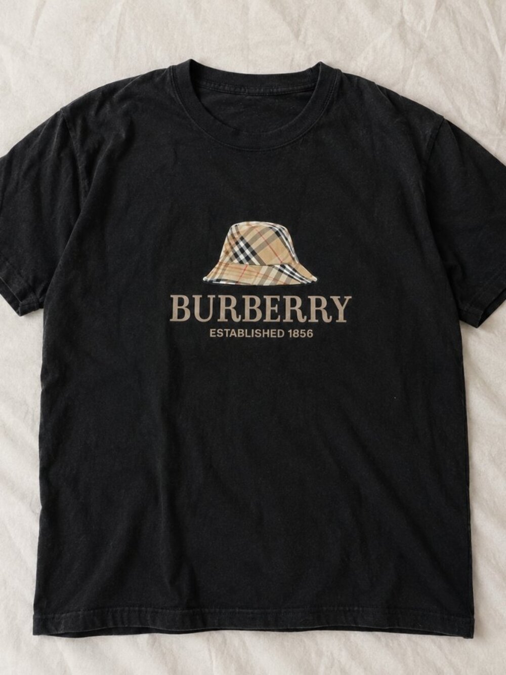 Burberry Bucket Hat Established 1856 Black T-Shirt S-4XL